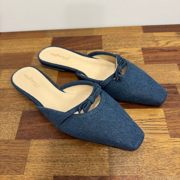 J. McLaughlin Shoes - J‎ Mclaughlin Holina Mules Denim Chambray Flats Y2K Slip On NWT Size 8 Sandals